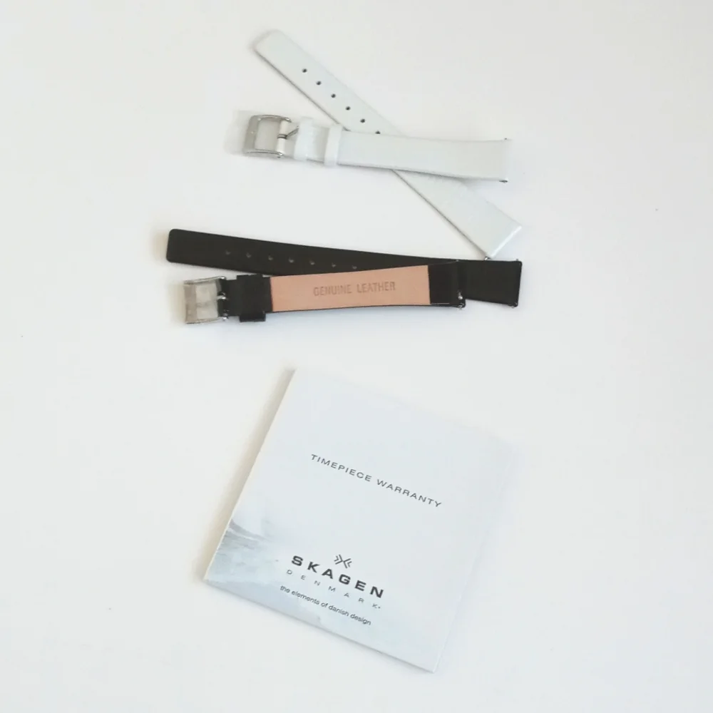Set of Skagen Watch Wrist Bands / Watch Straps Black & White Set of 2 (Denmark) - Picture 9 of 16